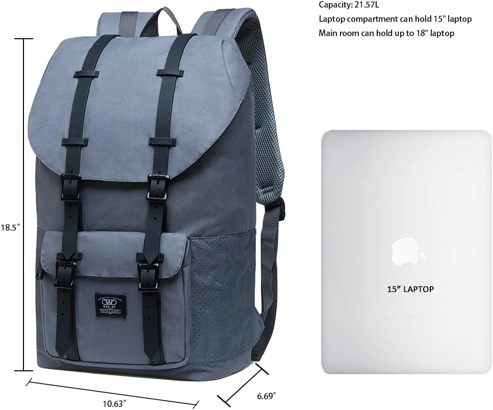 KAUKKO Laptop Outdoor Backpack College Schoolbag Bookbag Travel Hiking Rucksack fits 15-Inch Laptop