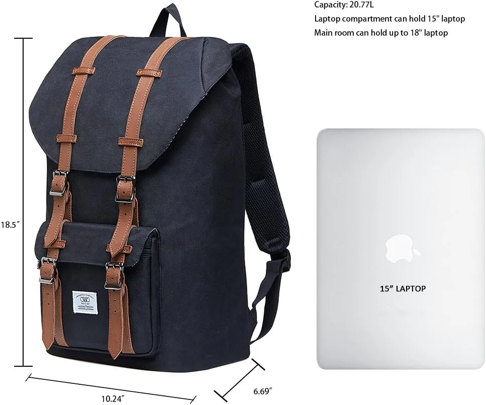 KAUKKO Laptop Outdoor Backpack College Schoolbag Bookbag Travel Hiking Rucksack fits 15-Inch Laptop