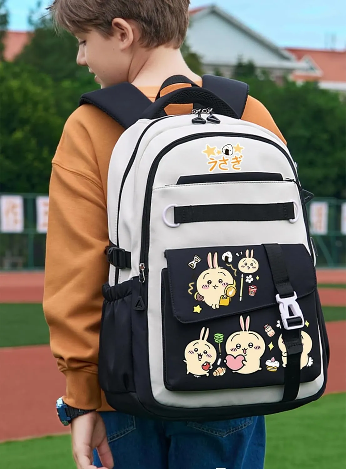 Kawaii Backpack with 21Pcs Accessories Anime Cartoon Anti-Theft Travel Aesthetic New Semester Gifts Bag with Cute Pins…