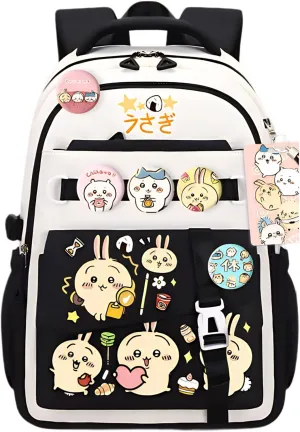 Kawaii Backpack with 21Pcs Accessories Anime Cartoon Anti-Theft Travel Aesthetic New Semester Gifts Bag with Cute Pins…