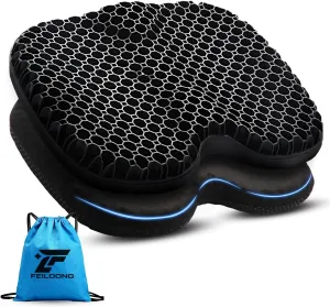 Kayak Seat Cushion with Storage Bag, Gel Waterproof Thick Egg Seat Pad Kayak Anti-Slip Seat Cushion with Non-Slip Cover for Sit in Office Chair, Car, Kayak Accessories Boat Canoe Fishing