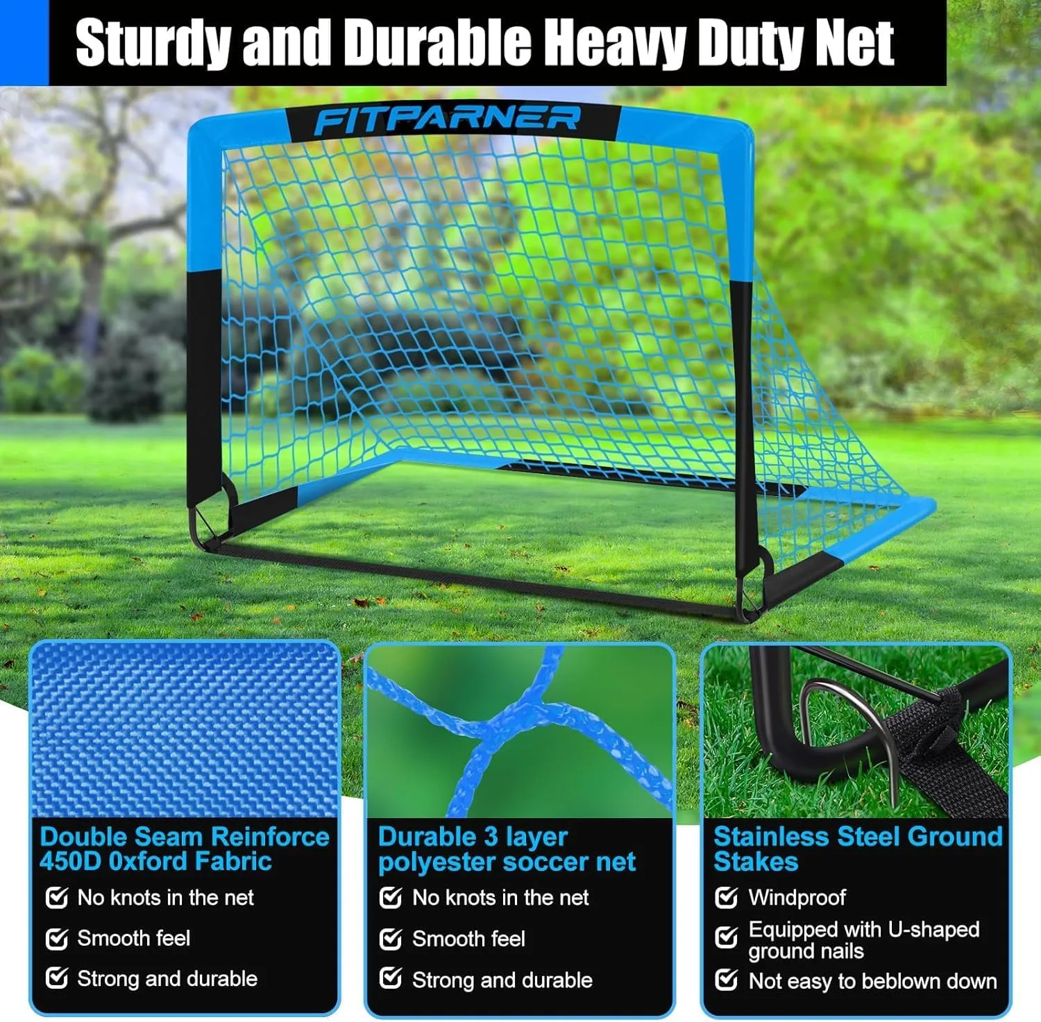 Kids Soccer Goals for Backyard Set - 2 Set of 5X3.6 ft Portable Soccer Nets for Kids Age 3-14,Complete Training Equipment Kit with Ball,Cones for Toddler Youth Outdoor Game