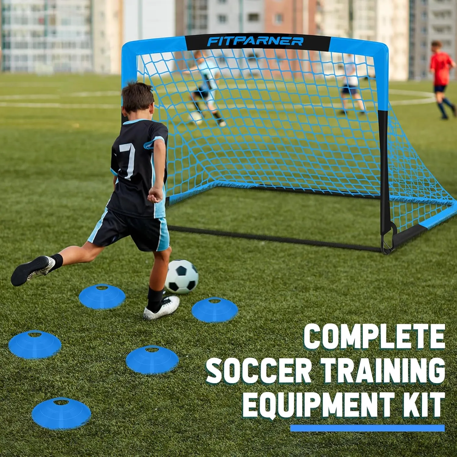 Kids Soccer Goals for Backyard Set - 2 Set of 5X3.6 ft Portable Soccer Nets for Kids Age 3-14,Complete Training Equipment Kit with Ball,Cones for Toddler Youth Outdoor Game