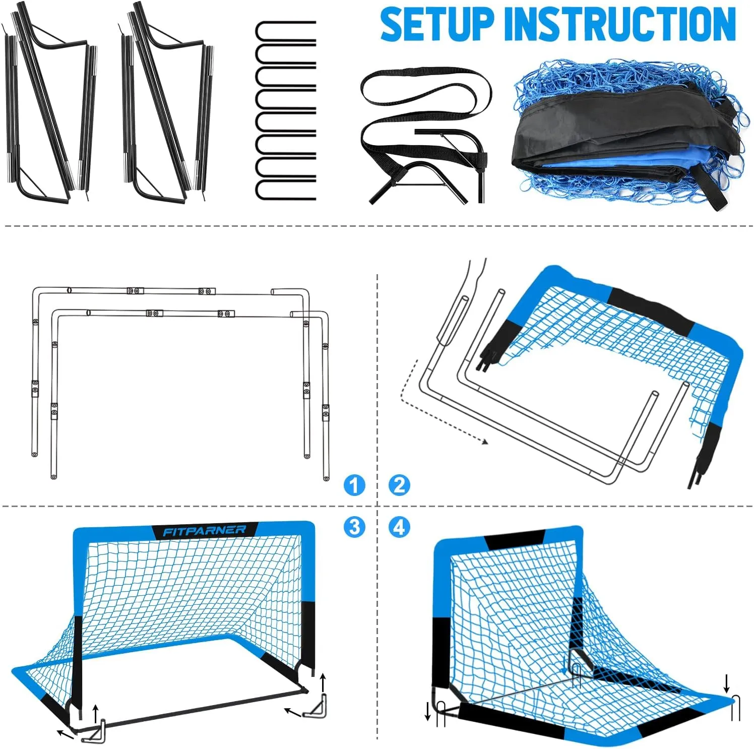 Kids Soccer Goals for Backyard Set - 2 Set of 5X3.6 ft Portable Soccer Nets for Kids Age 3-14,Complete Training Equipment Kit with Ball,Cones for Toddler Youth Outdoor Game