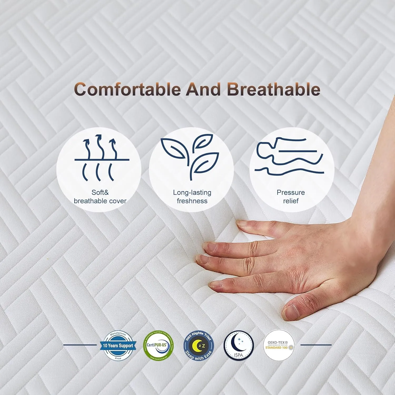 King Size Mattress, 10/12 inch Memory Foam Mattresses Medium Firm Mattresses for Cool Sleep Relieving Pressure Relief CertiPUR-US Certified Mattress for Adult in a Box((12 inch,King)