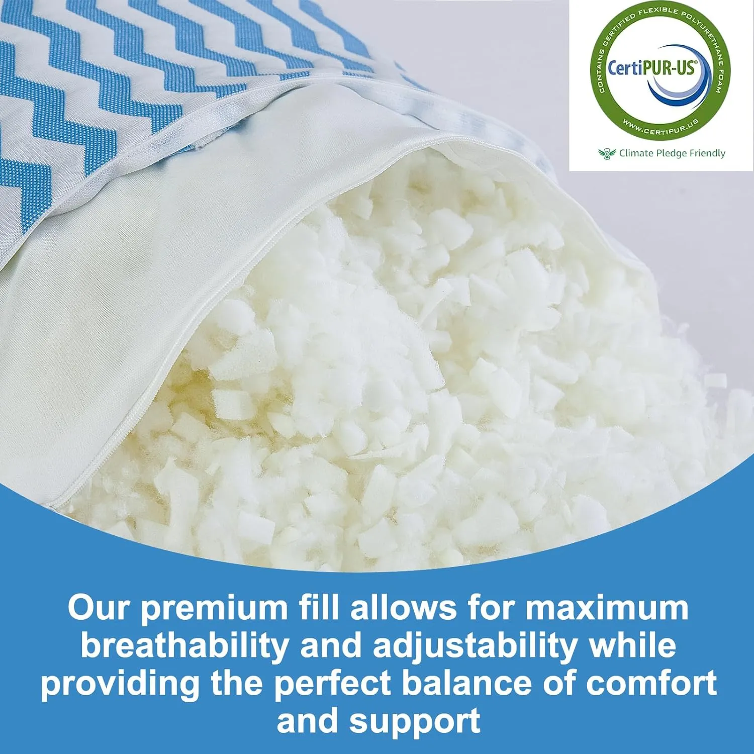 King Size Pillows - Adjustable Firm King Pillows for Back Stomach and Side Sleeper- Shredded Memory Foam Cooling Pillow for Neck and Shoulder Pain with Washable Cover and Bonus Foam Fill