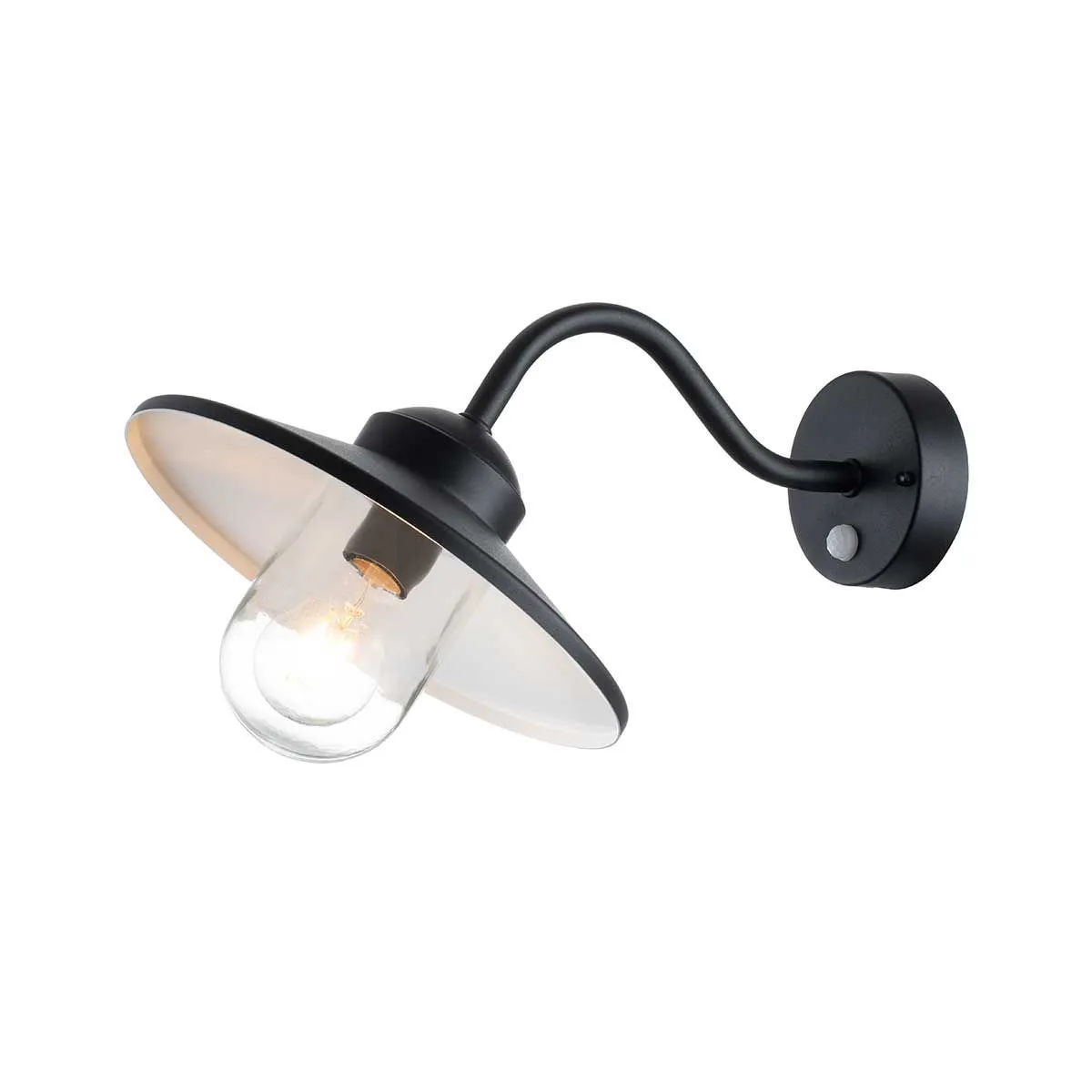 Klampenborg 1 Light Wall Lantern with PIR | Black