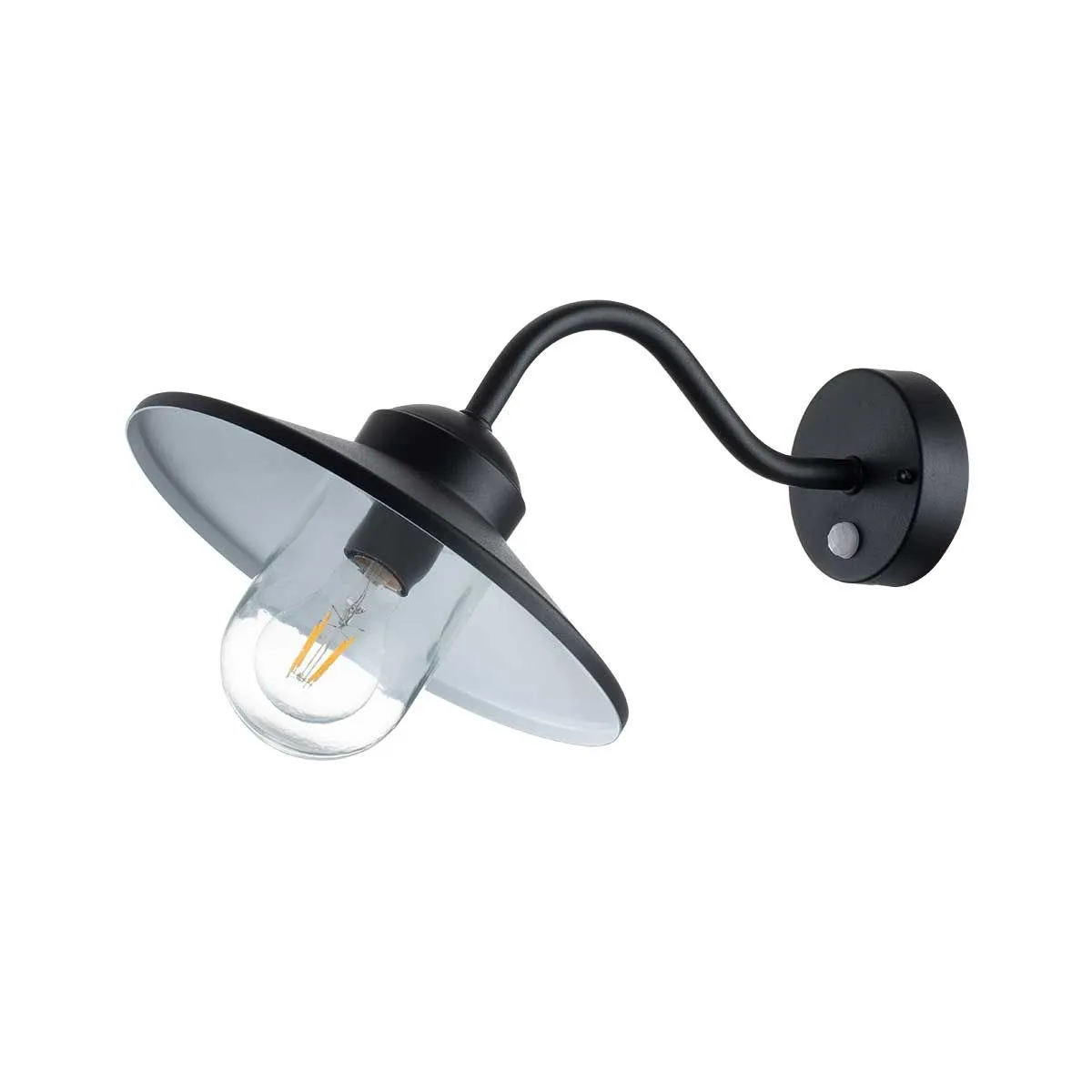 Klampenborg 1 Light Wall Lantern with PIR | Black
