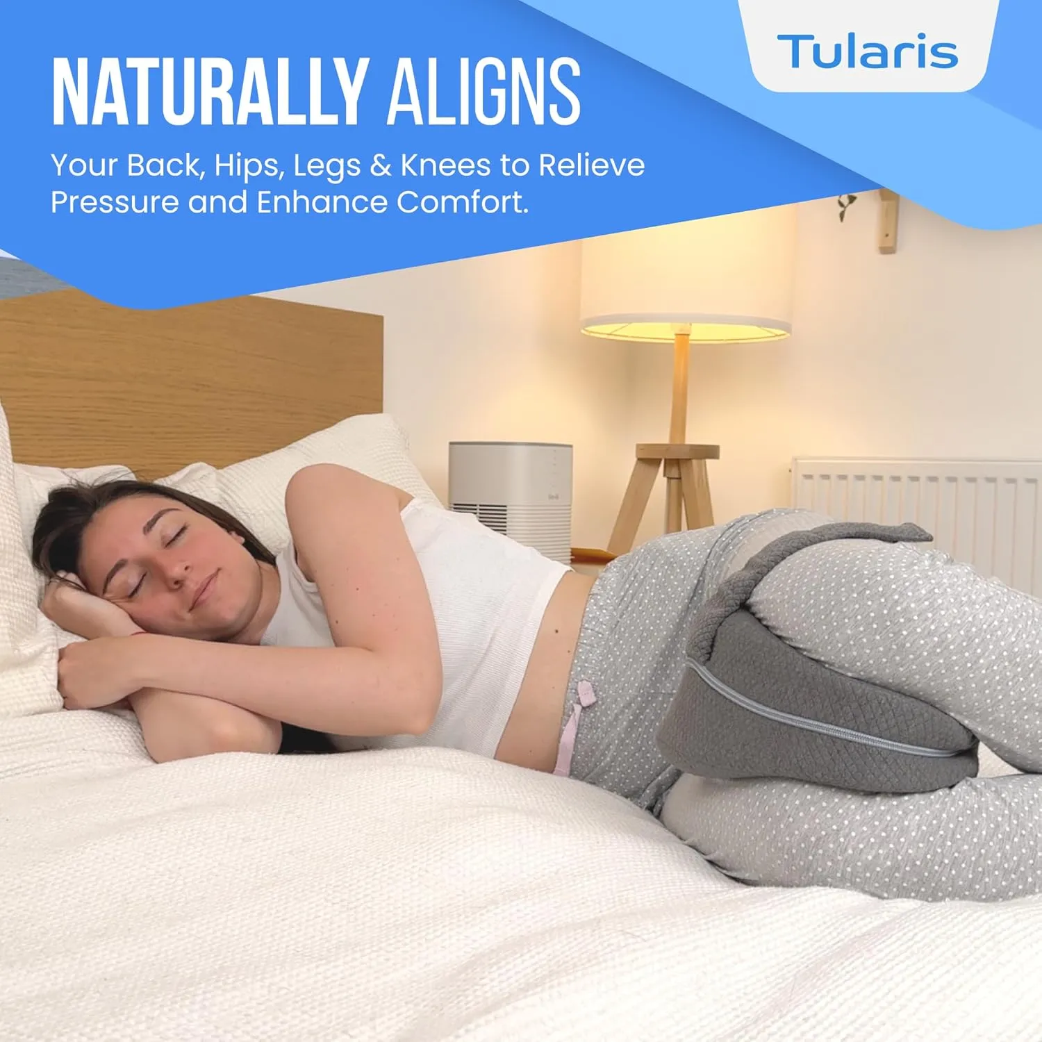 Knee Pillow for Side Sleepers Hip Pain - Between Leg Pillow for Side Sleeping - Sciatica Pain Relief Pillow Supports Back Pain - Support Pillow Between The Legs for Knee Support and Lower Back Pain