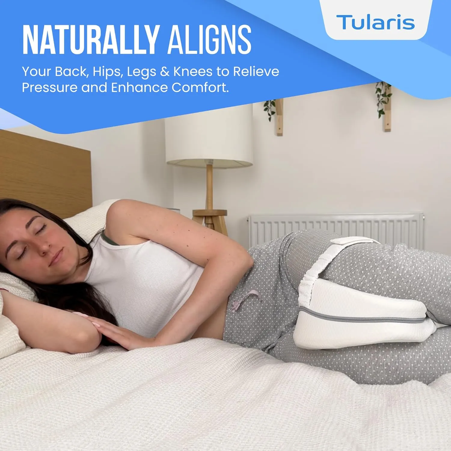 Knee Pillow for Side Sleepers Hip Pain - Between Leg Pillow for Side Sleeping - Sciatica Pain Relief Pillow Supports Back Pain - Support Pillow Between The Legs for Knee Support and Lower Back Pain