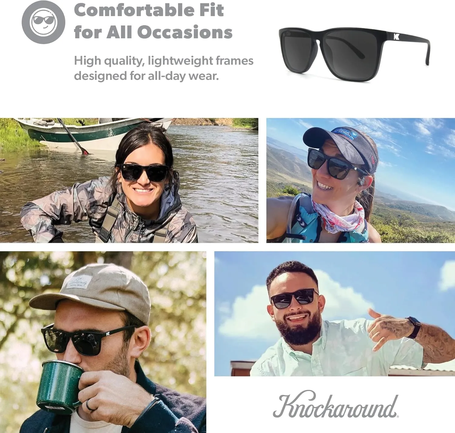 Knockaround Fast Lanes and Sport Polarized Sunglasses for Men & Women - Impact Resistant Lenses & Full UV400 Protection