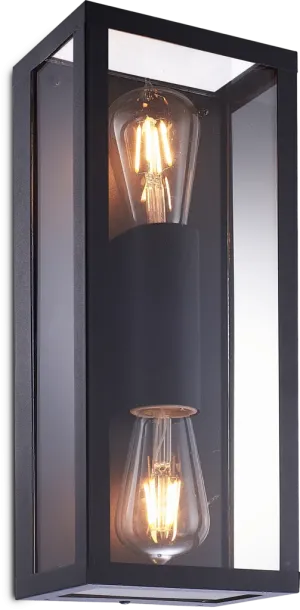 Kosnic FOL-BLK Folly up/down Box Wall Lantern E27 lamp x 2 Black