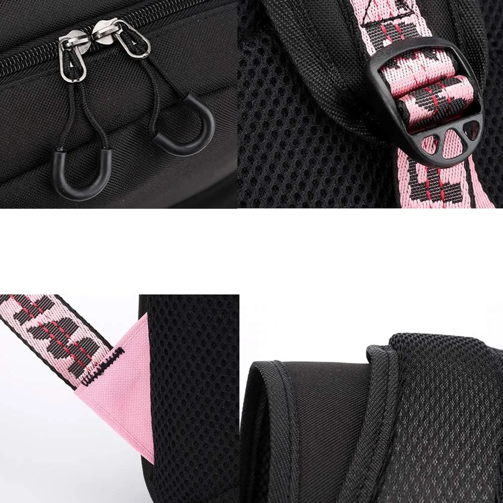 Kpop Backpack Black，Pink Shouler Bag Messenger Bag Fashion USB Charging Backpack (black 5)