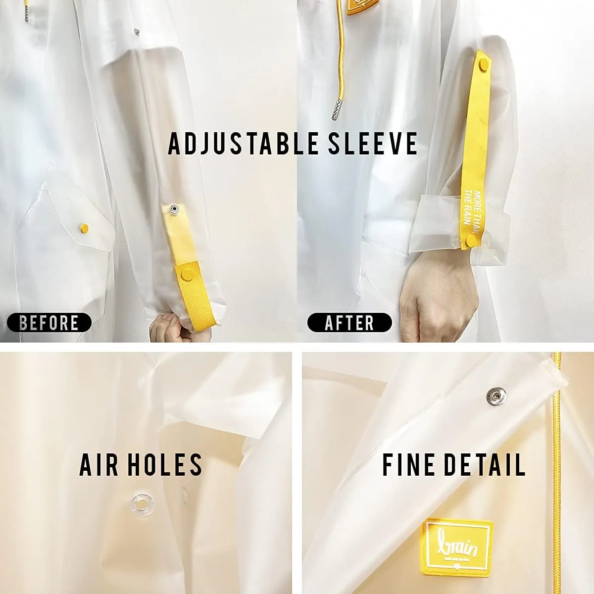 L-Rain Durable TPU Clear Rain Coat for Adults - Women and Men Fashion Hooded Rain Poncho