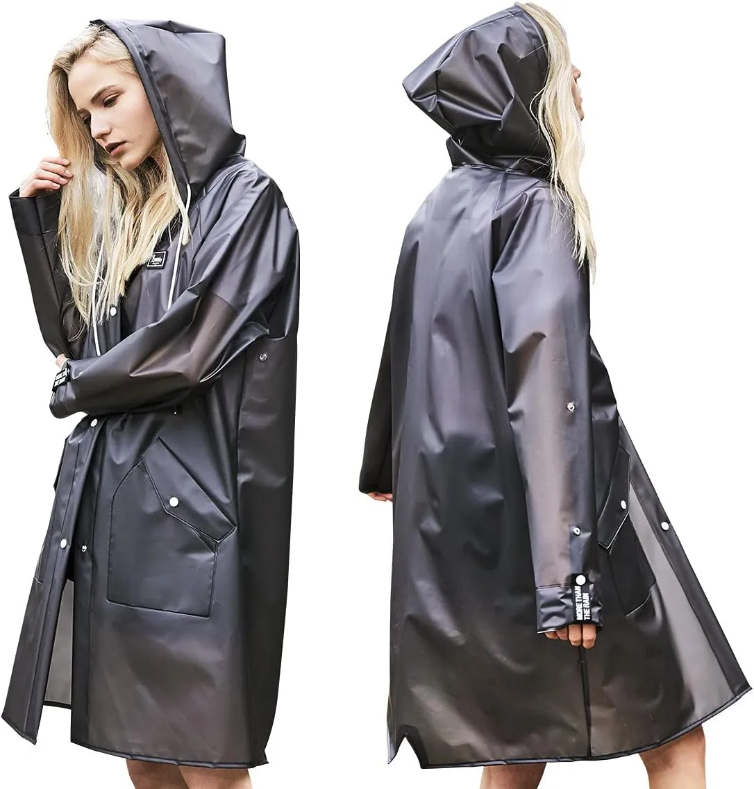 L-Rain Durable TPU Clear Rain Coat for Adults - Women and Men Fashion Hooded Rain Poncho