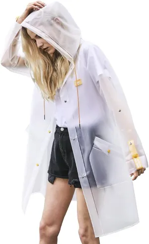 L-Rain Durable TPU Clear Rain Coat for Adults - Women and Men Fashion Hooded Rain Poncho