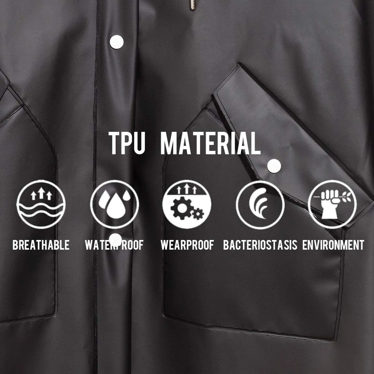 L-Rain Durable TPU Clear Rain Coat for Adults - Women and Men Fashion Hooded Rain Poncho