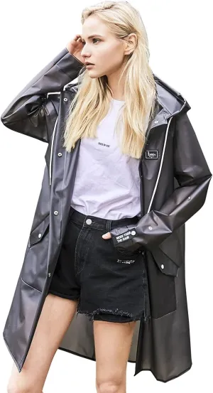 L-Rain Durable TPU Clear Rain Coat for Adults - Women and Men Fashion Hooded Rain Poncho