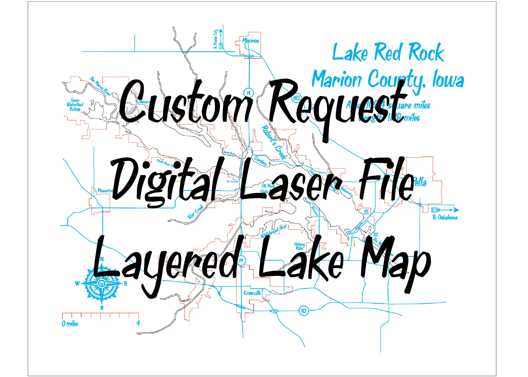 Lake Oahe Custom Request - Laser Engraved Map Cut File