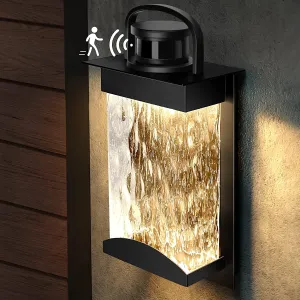 Lamomo Motion Sensor Outdoor Lights, LED Integrated Porch Lights, 1200 Lumen Dusk to Dawn Outdoor Scones for House, 13W, Modern, Black, Energy Saving
