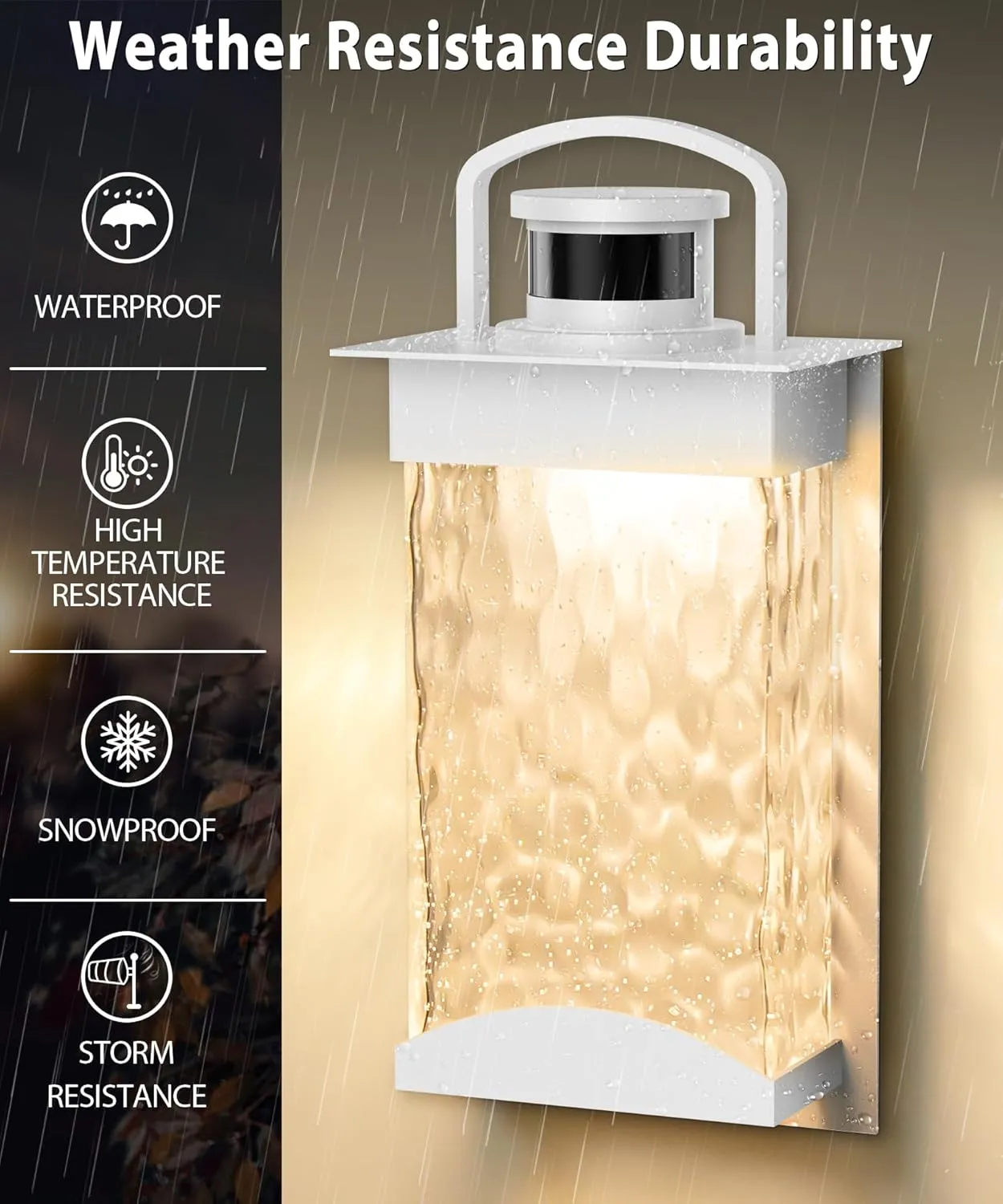Lamomo Motion Sensor Outdoor Lights, White LED Integrated Modern Porch Lights, 1200 Lumen Dusk to Dawn Outdoor Wall, Waterproof Anti-Rust Exterior Light Fixture, 13W, Modern, Energy Saving
