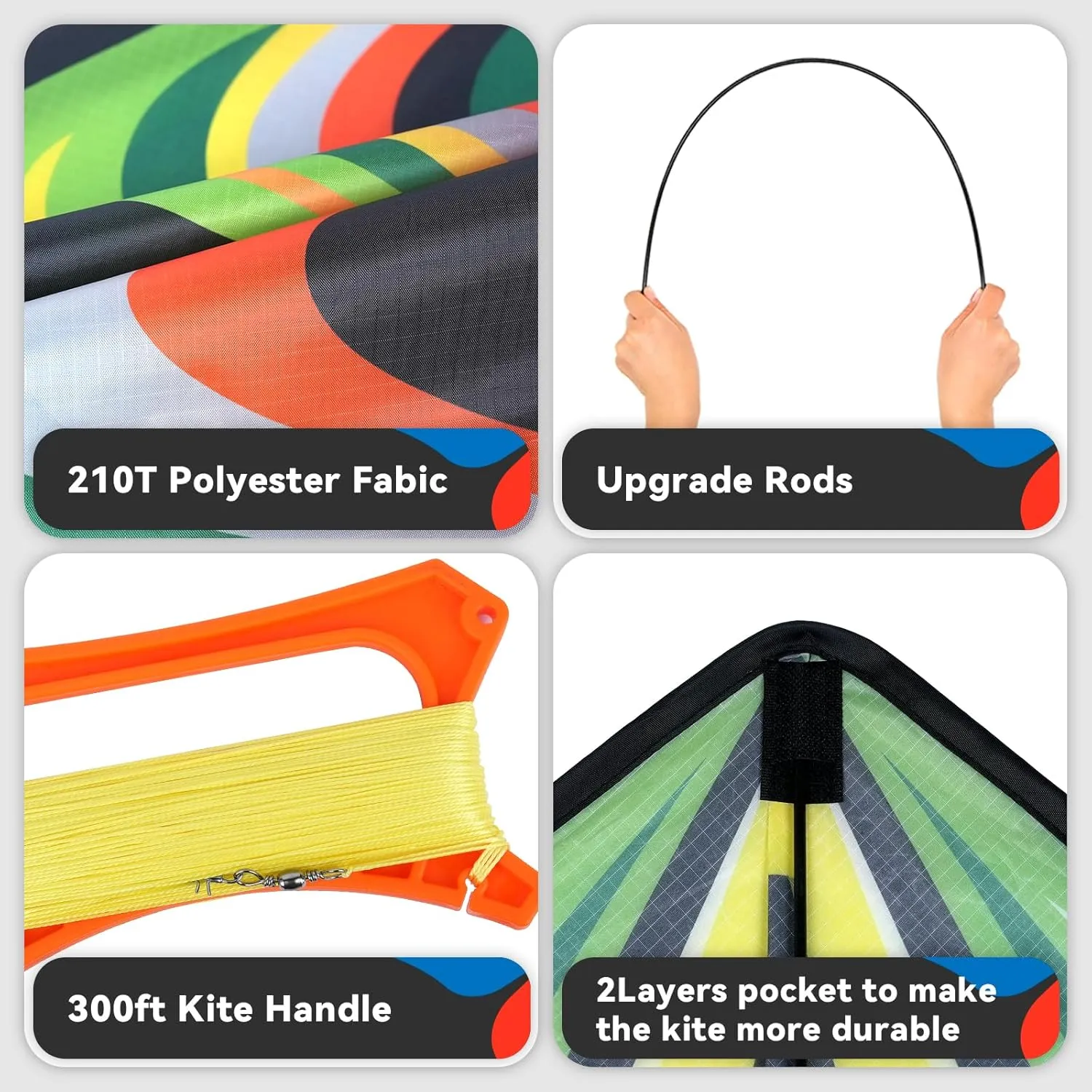 Large Delta Kite for Kids & Adults，Large Easy Flyer with String and Handle，Kites for Beach Trip Park Family Outdoor Games and Activities…