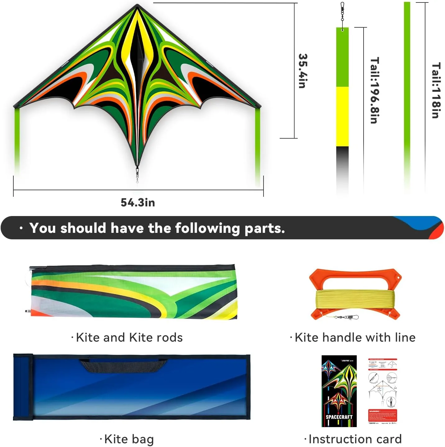 Large Delta Kite for Kids & Adults，Large Easy Flyer with String and Handle，Kites for Beach Trip Park Family Outdoor Games and Activities…