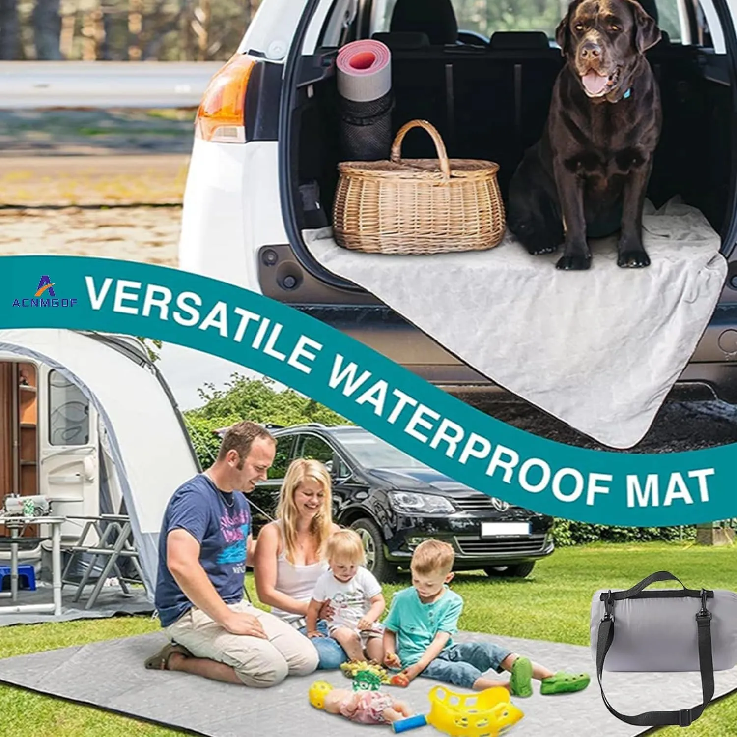 Large Waterproof Outdoor Blankets Travel Picnic Mats Stadium Blanket,Foldable Warm Blanket for Camping Events Beaches Car Hiking Road Trip or Dogs Pet Washable Blue 1pcs