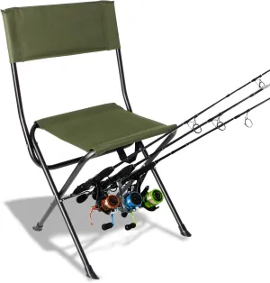 LEADALLWAY Oversized Folding Fishing Chair with Rod Holder Extra Wide for Heavy and Taller Campers,Green