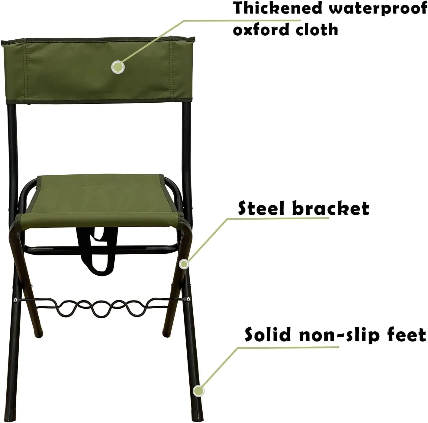 LEADALLWAY Oversized Folding Fishing Chair with Rod Holder Extra Wide for Heavy and Taller Campers,Green