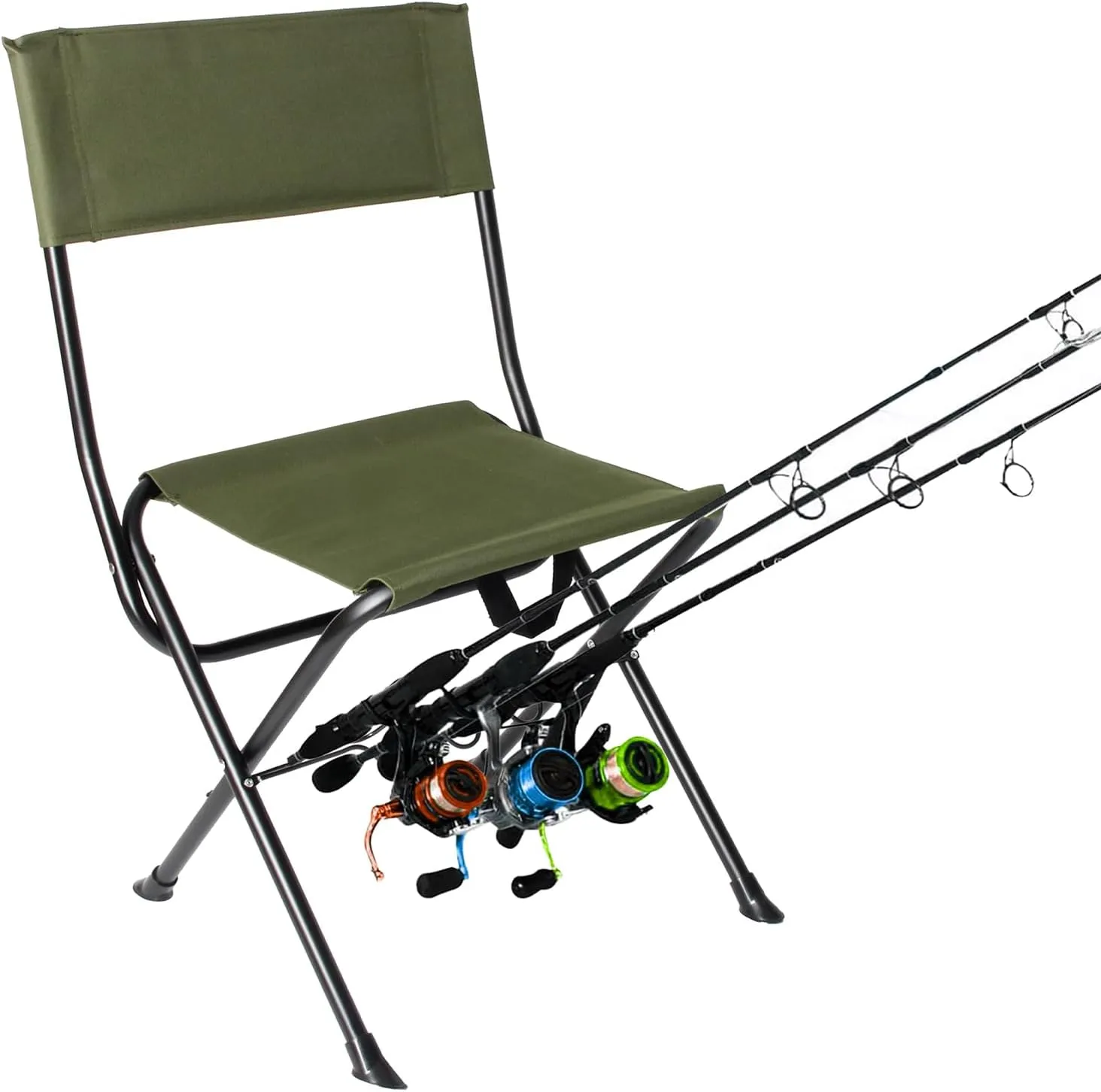 LEADALLWAY Oversized Folding Fishing Chair with Rod Holder Extra Wide for Heavy and Taller Campers,Green