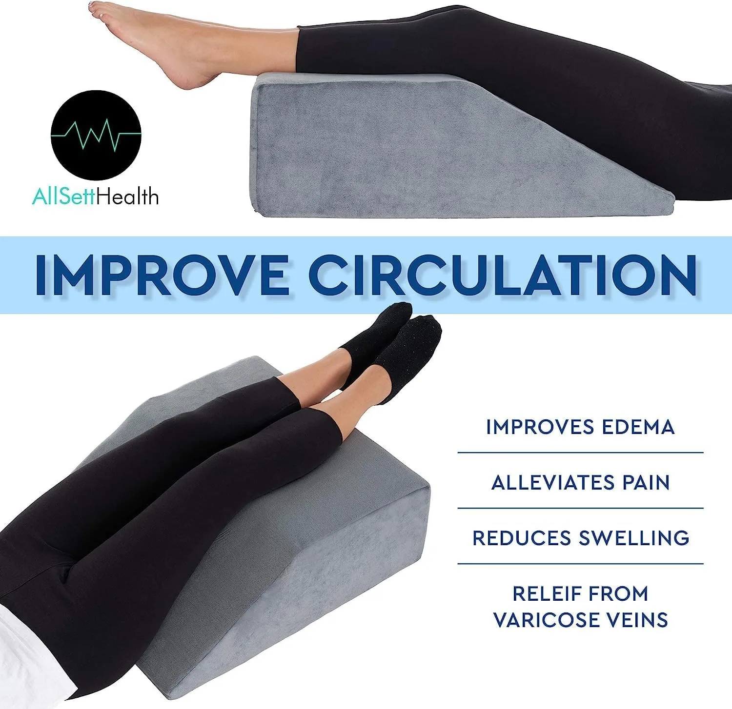 Leg Elevation Pillow - Memory Foam Leg Elevating Pillow | Leg Rest Wedge - Leg Pillow Elevation Blood Circulation | Relieves and Recovers Foot & Ankle Injuries | Foot Elevation Pillows for Swelling