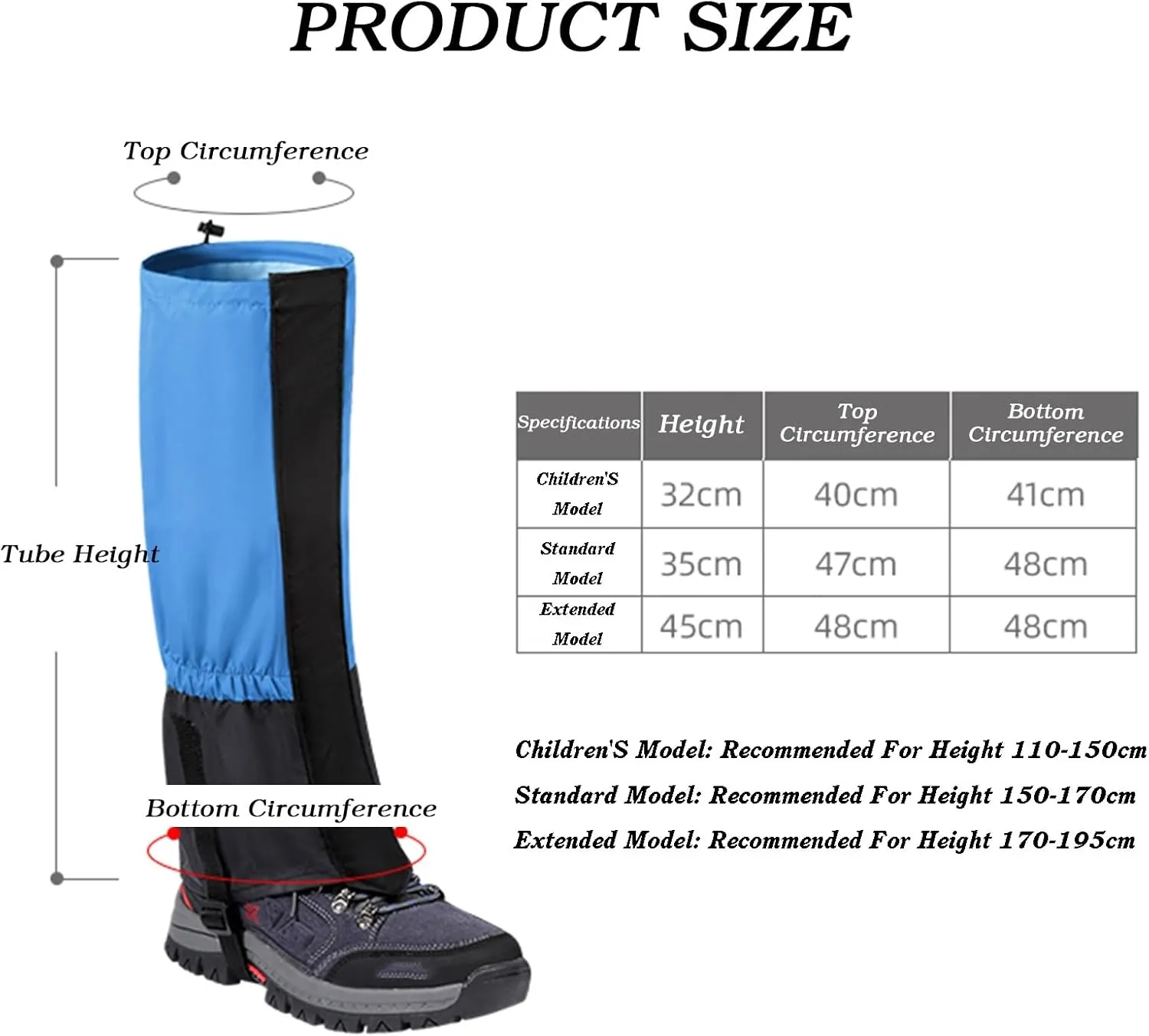 Leg Gaiters,Adjustable Ankle Gaiters,Polyester Hiking Gaiters,Breathable Snake Bite Protective Gaiters,Suitable for Adults and Children