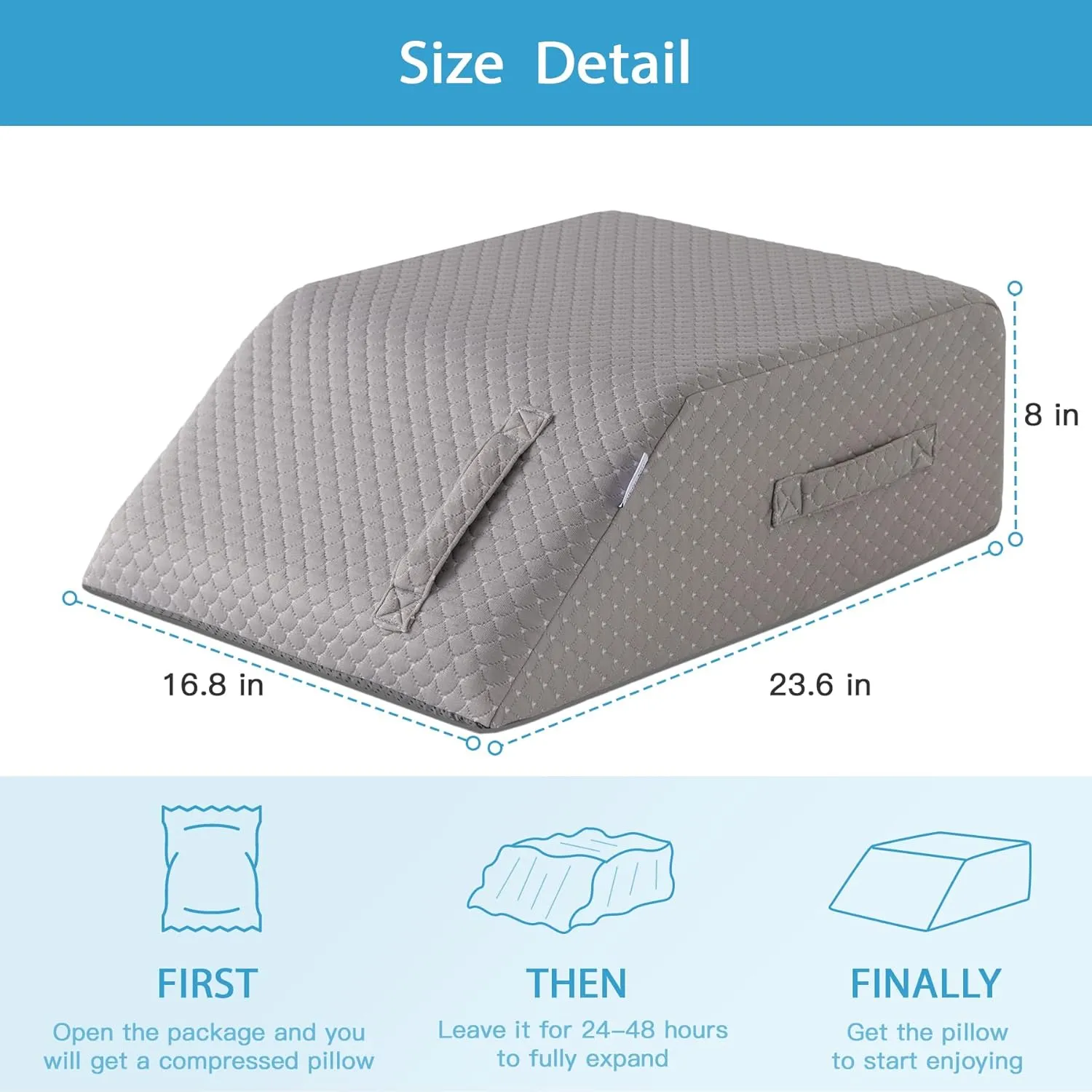 Leg Pillow Elevation Blood Circulation, Leg Wedge for Elevation for Swelling, Leg Elevating Pillow for After Surgery, Memory Foam Foot Knee Pillow for Back Sleeping 23.6×16.8×8 Inch Grey