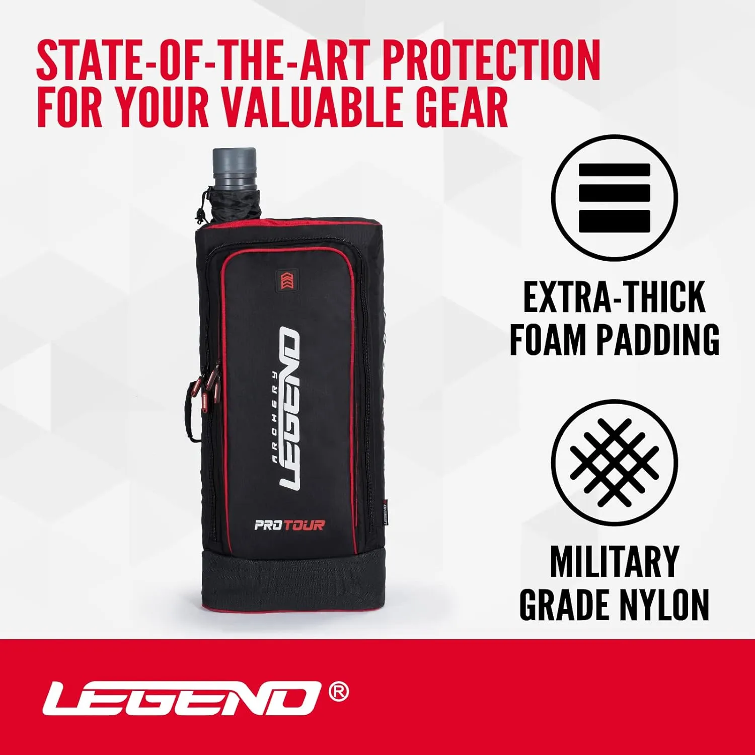 Legend Archery ProTour Backpack - Premium Recurve Bow Case - With Arrows Telescopic Tube - Take Down Recurve Bow up to 27"