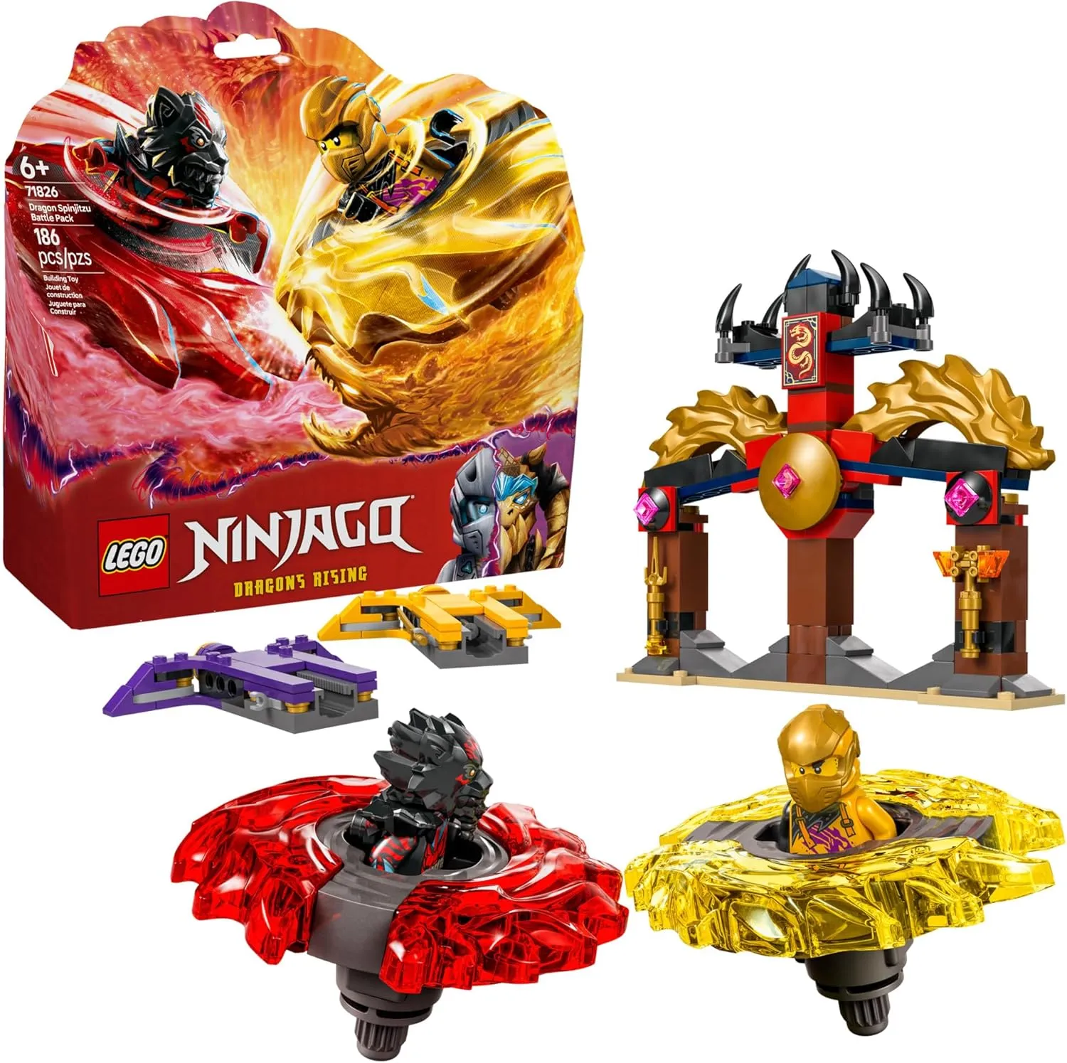 LEGO NINJAGO Dragon Spinjitzu Battle Pack - Spinning Blade Building Toy for Kids, Boys and Girls, Ages 6  - with 2 Minifigures - Gift Idea for Birthdays - 71826