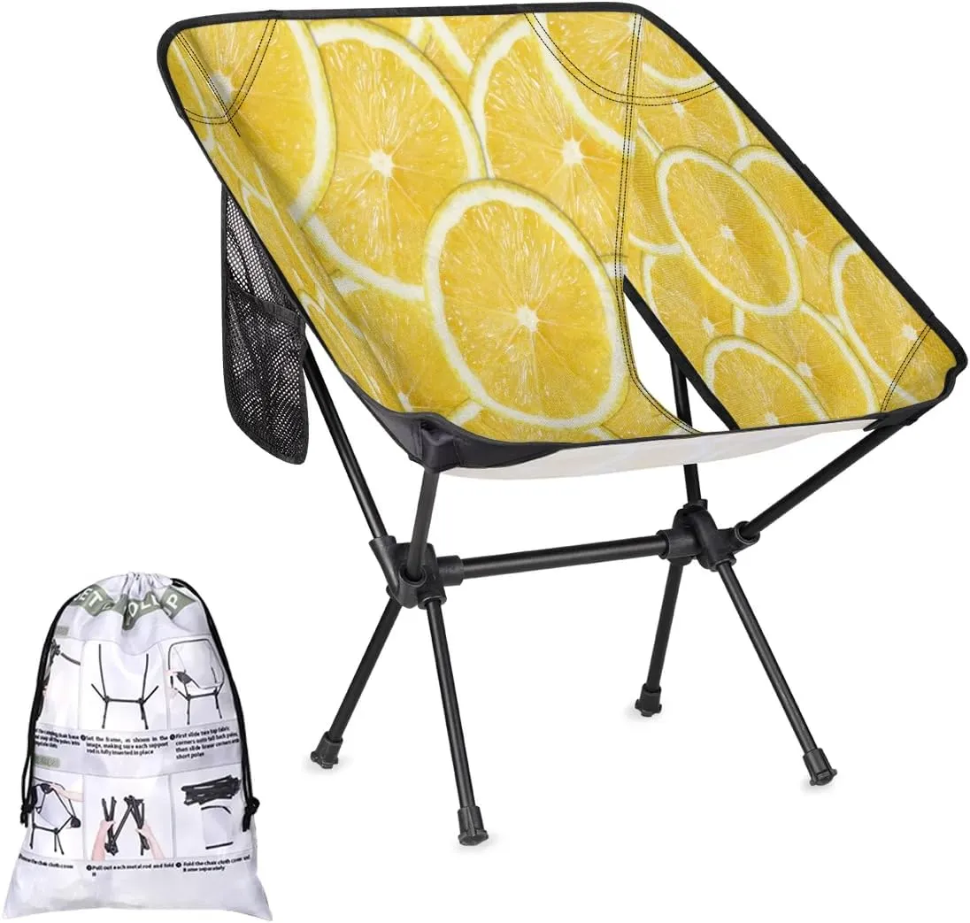 Lemon Lemon Camping Chair Lightweight Portable Folding Camp Chairs for Adults Easy Installation for Camping Fishing Hiking Picnic Travel Festival Supports 176lbs