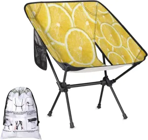 Lemon Lemon Camping Chair Lightweight Portable Folding Camp Chairs for Adults Easy Installation for Camping Fishing Hiking Picnic Travel Festival Supports 176lbs
