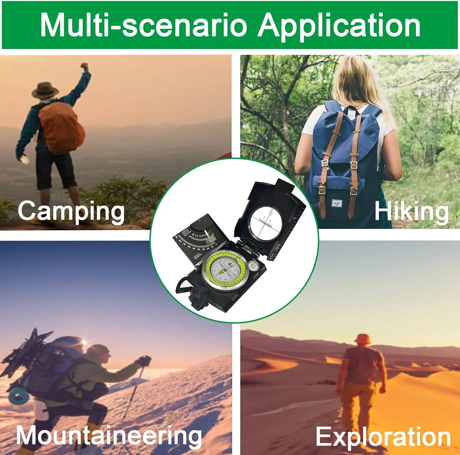 Lensatic Compass Military Grade, JYEASTZ Sighting Clinometer Compass for Hiking, IP65 Waterproof Professional Outdoor Compass Durable Boy Scout Compass with Carry Bag