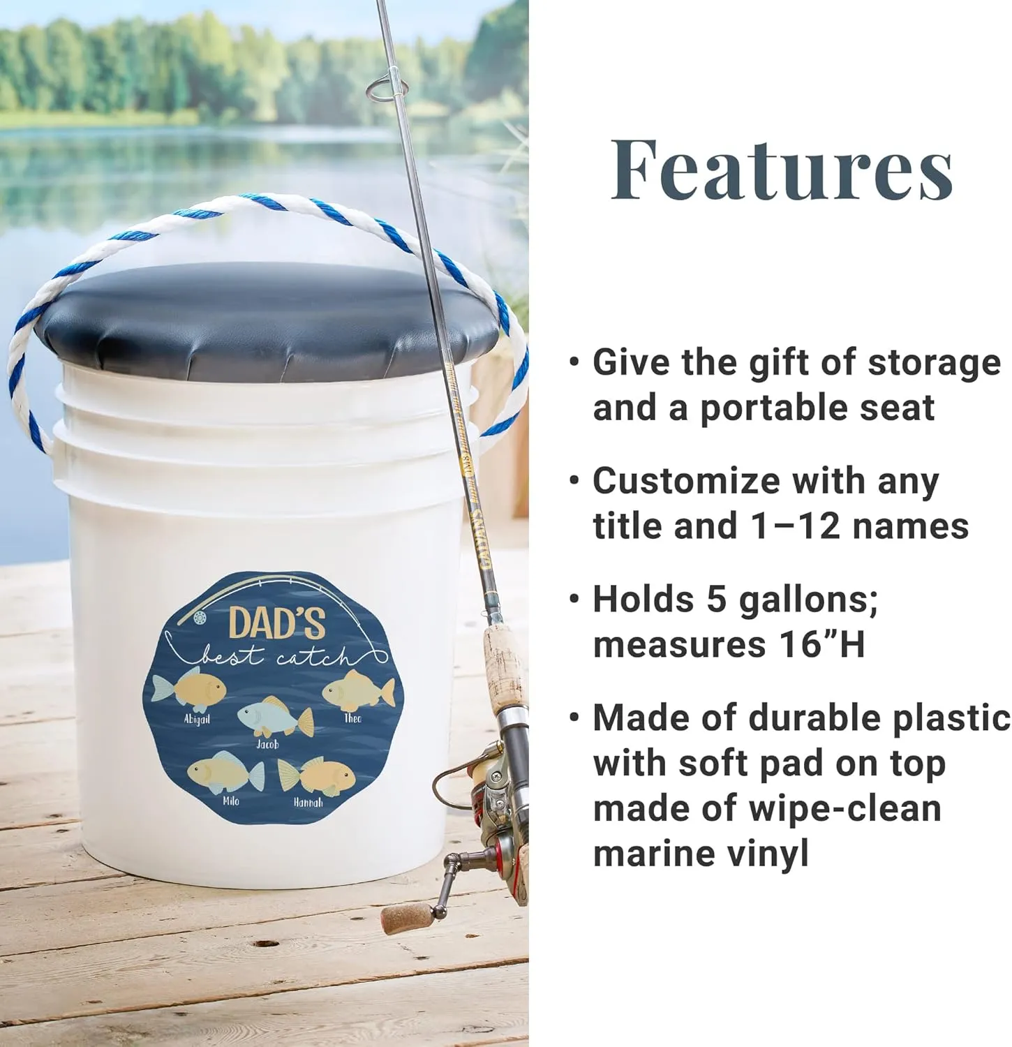 Let's Make Memories Seated Fishing Pail - for Him