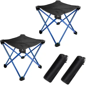 Lightweight Camping Stool 7075 Aluminum Small Folding Camping portable Chair with Carry Bag Retractable Backpacking Stool for Travel Camping Hiking Fishing Garden Work Picnic BBQ Outdoor（2 pcs）