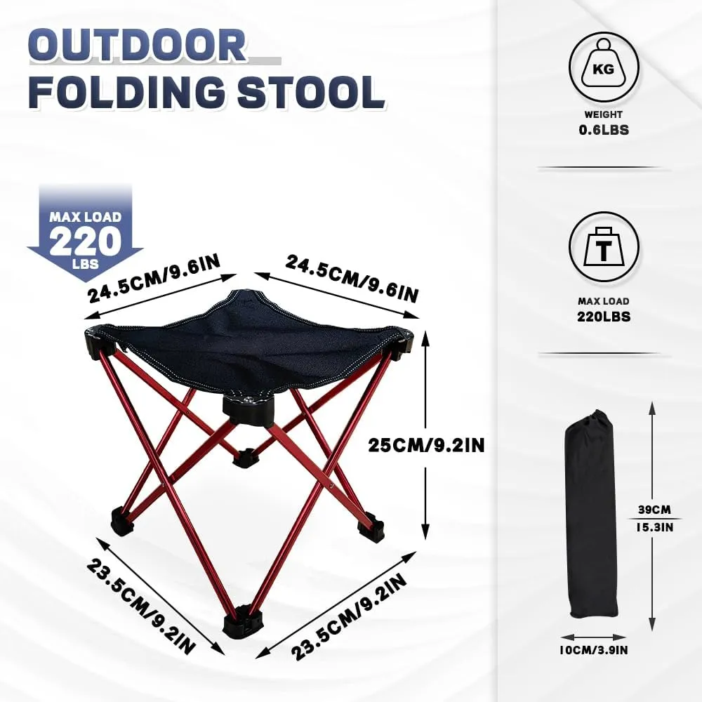Lightweight Camping Stool 7075 Aluminum Small Folding Camping portable Chair with Carry Bag Retractable Backpacking Stool for Travel Camping Hiking Fishing Garden Work Picnic BBQ Outdoor（2 pcs）