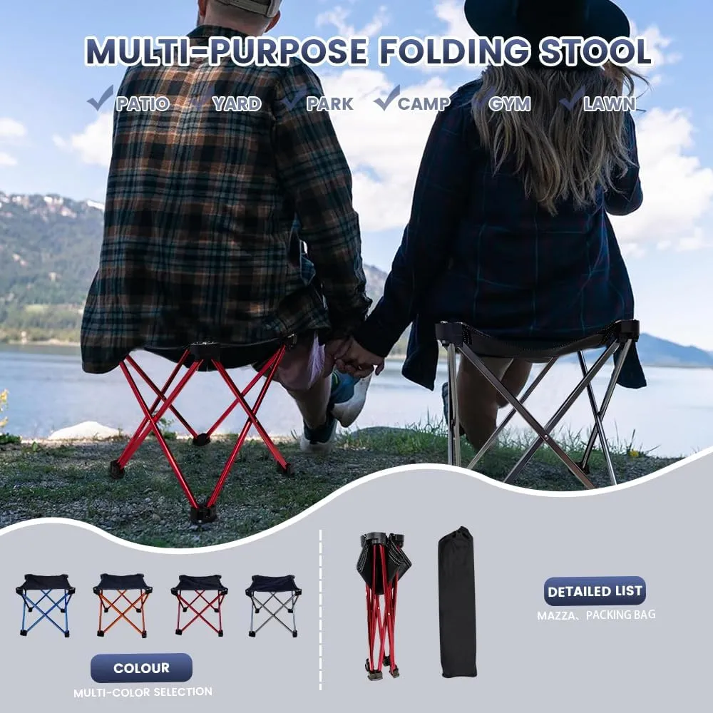 Lightweight Camping Stool 7075 Aluminum Small Folding Camping Portable Chair with Carry Bag Retractable Backpacking Stool for Travel Camping Hiking Fishing Garden Work Picnic BBQ Outdoor