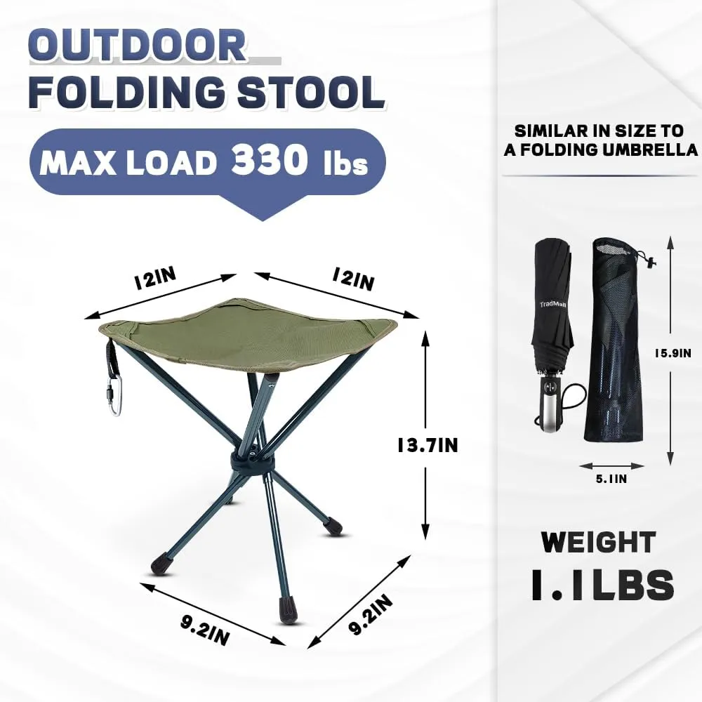 Lightweight Camping Stool 7075 Aluminum Small Folding Camping portable Chair with Carry Bag Retractable Backpacking Stool for Travel Camping Hiking Fishing Garden Work Picnic BBQ Outdoor（green）