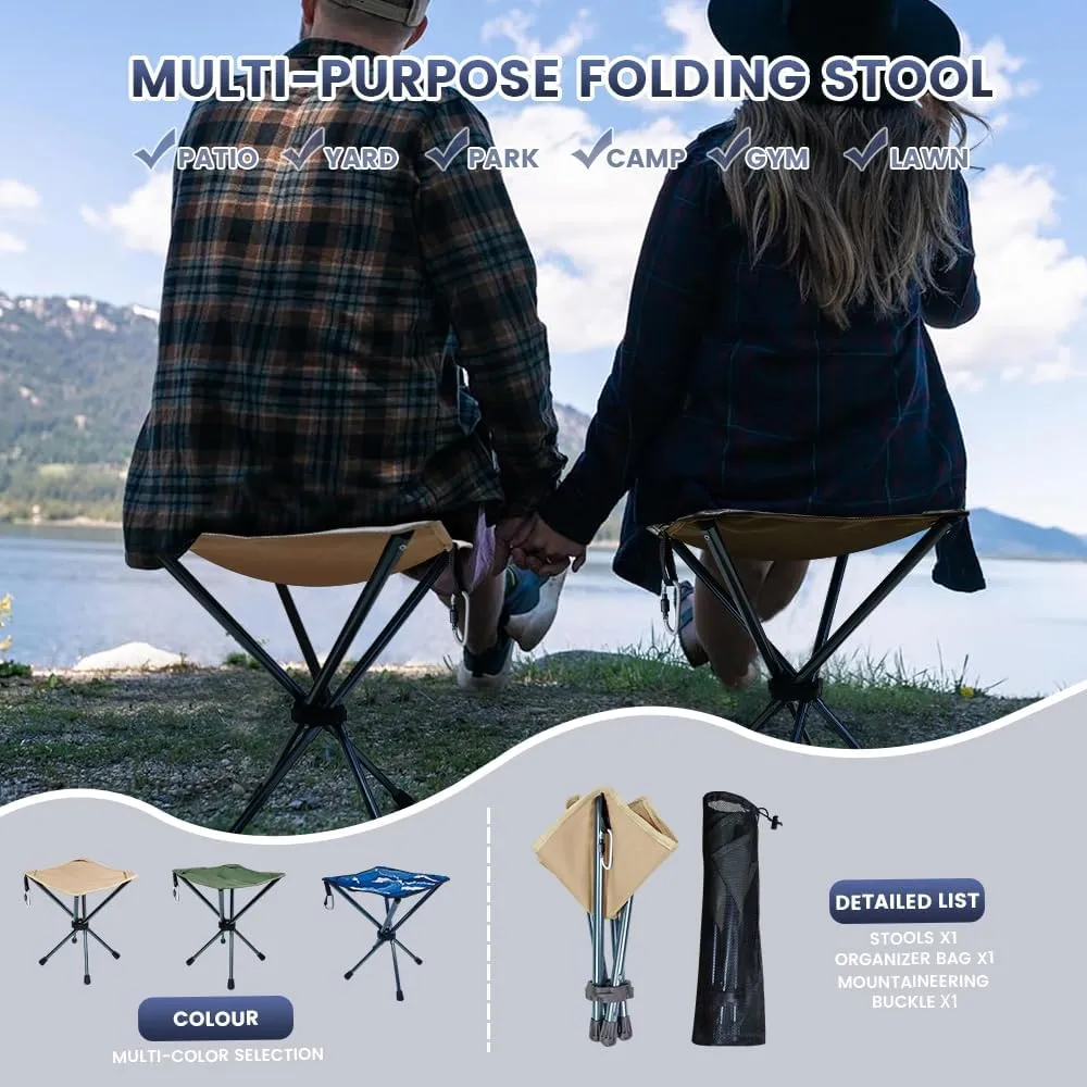 Lightweight Camping Stool 7075 Aluminum Small Folding Camping portable Chair with Carry Bag Retractable Backpacking Stool for Travel Camping Hiking Fishing Garden Work Picnic BBQ Outdoor（green）