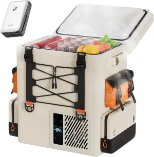 Litheli FrozenPack Battery powered 12V Portable Car Fridge 20L (21QT), -4-68℉, 12/24V DC 110/240V AC Backpack Refrigerator for Camping, Ebike,Travel, RV, Powered by Battery, 15mins Rapid Cooling