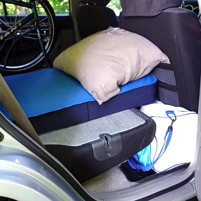 LOSTHORIZON 4.5” Thick Self Inflating Sleeping Pad with Solid Foam, Camping Mattress with Air Pump, Portable Roll Up Bed, Inflatable Outdoor Mat for Rooftop Tent Car Truck Van, Cot