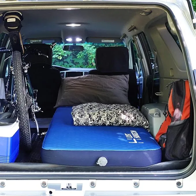 LOSTHORIZON 4.5” Thick Self Inflating Sleeping Pad with Solid Foam, Camping Mattress with Air Pump, Portable Roll Up Bed, Inflatable Outdoor Mat for Rooftop Tent Car Truck Van, Cot