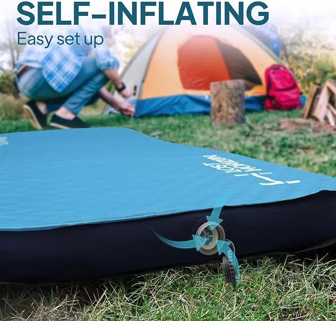 LOSTHORIZON 4.5” Thick Self Inflating Sleeping Pad with Solid Foam, Camping Mattress with Air Pump, Portable Roll Up Bed, Inflatable Outdoor Mat for Rooftop Tent Car Truck Van, Cot