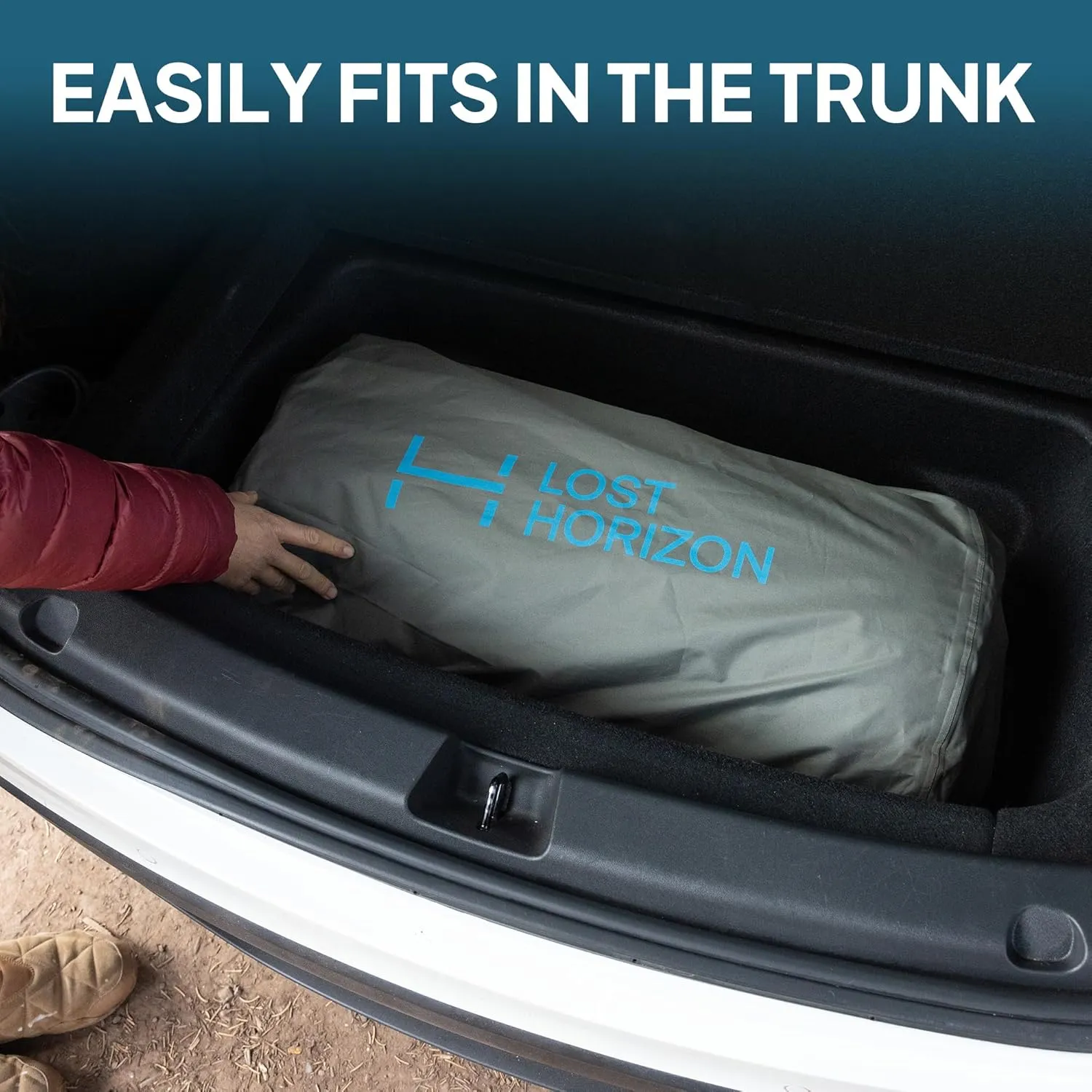 LOSTHORIZON Camping Air Mattress with Foam for Tesla, Self Inflating Sleeping Pad with Air Pump, 4.5" Thick, R-Value 13, Model Y